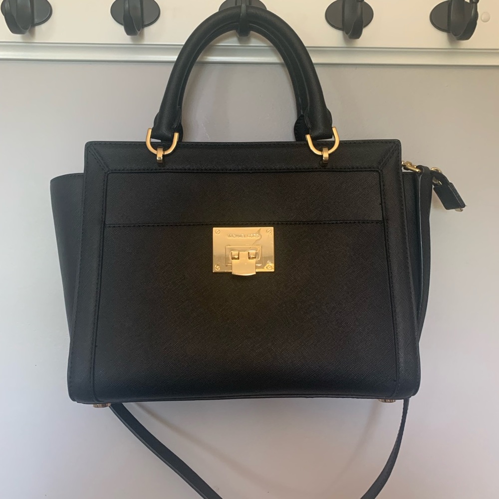 MICHAEL Michael Kors Black Handbag with Gold Accents